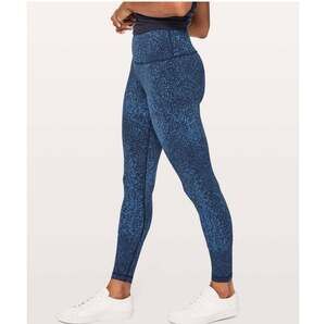 Lululemon Wunder Train High-Rise Leggings ~ Blue Black Snakeskin Print ~ Size 6